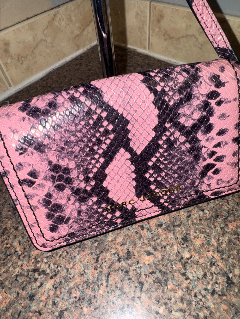 Marc Jacobs Pink and Black Snake-Print Crossbody Bag NWOT - Picture 6 of 6